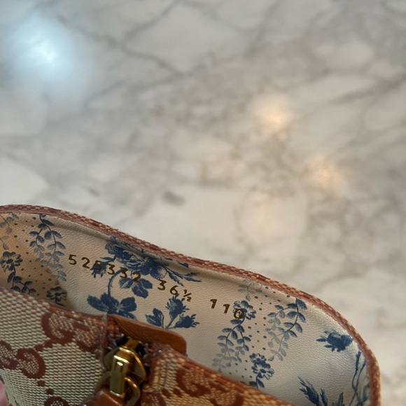 Gucci GG Logo Marmont Guccissima Monogram Brown Mid-Calf  Heel Boot shoe - Picture 12 of 12